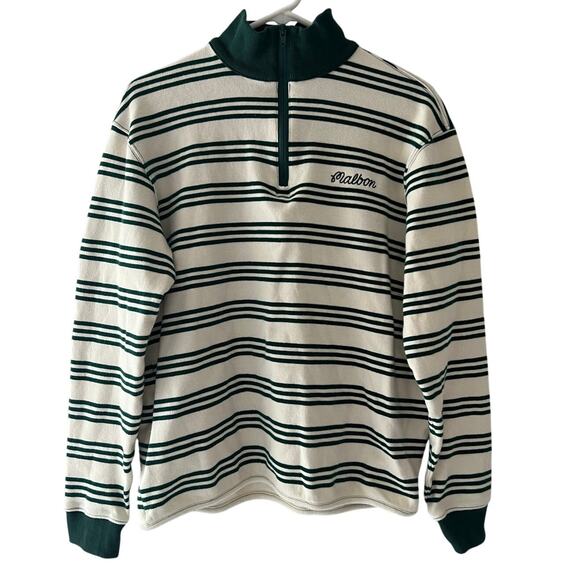 Malbon Golf QUARTER ZIP GOLF SWEATER GREEN White Size Large NWOT Super Soft - Picture 1 of 7